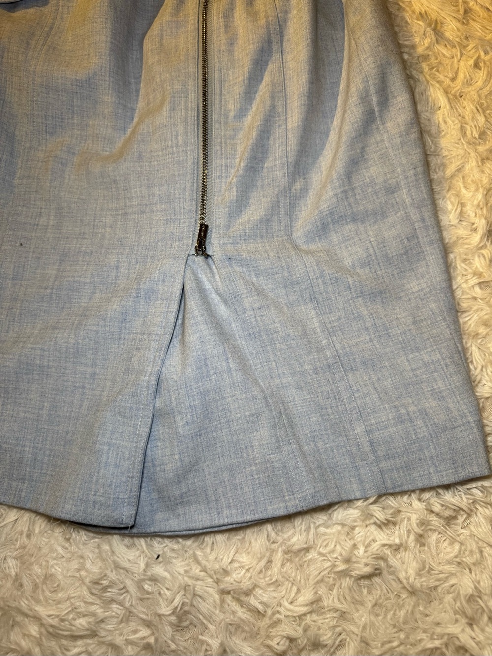 Calvin Klein Light Blue Sleeveless Zip-Front Belted Midi Dress - Picture 5 of 10